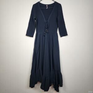 Free People XS Smocked Ruffle Fit Flare Midi Dress